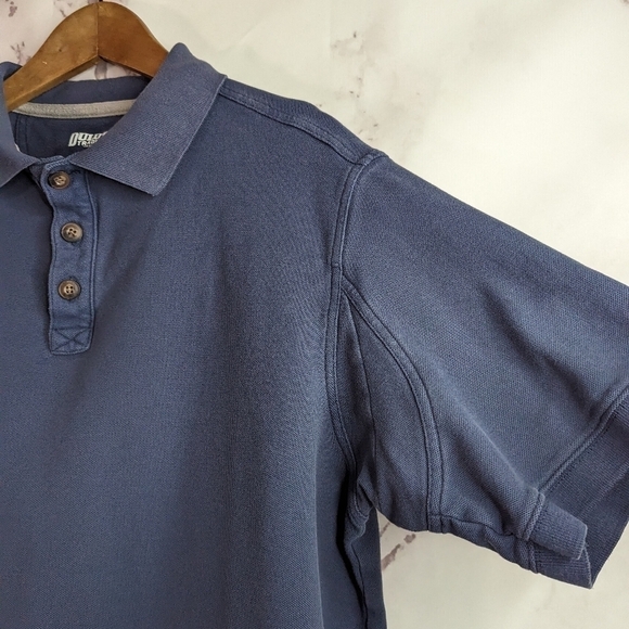Duluth Trading Co Polo Shirt Men Size Large Short Sleeve Navy Blue Gusseted Top - Picture 9 of 9